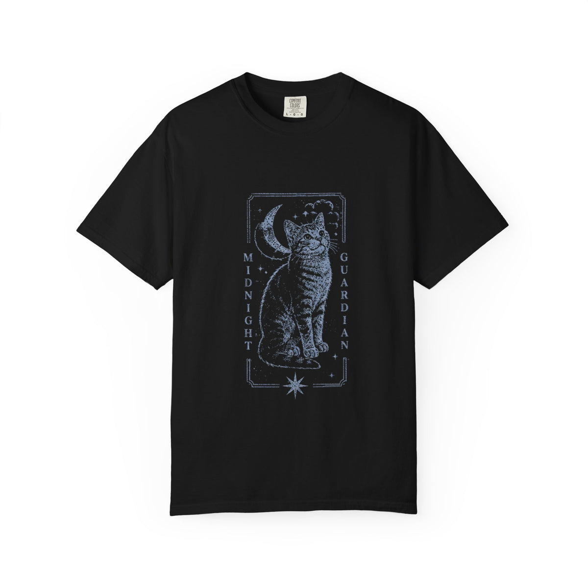 Midnight Guardian Cat T-Shirt — Mystical Moonlit Cat Tee