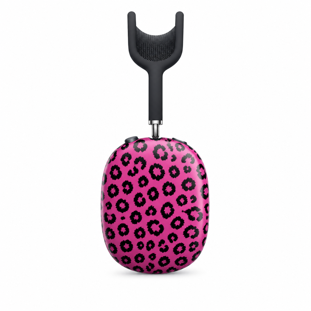 Pink Leopard Print AirPod Max Ear Pad Covers — Stylish Protective Replacement Covers