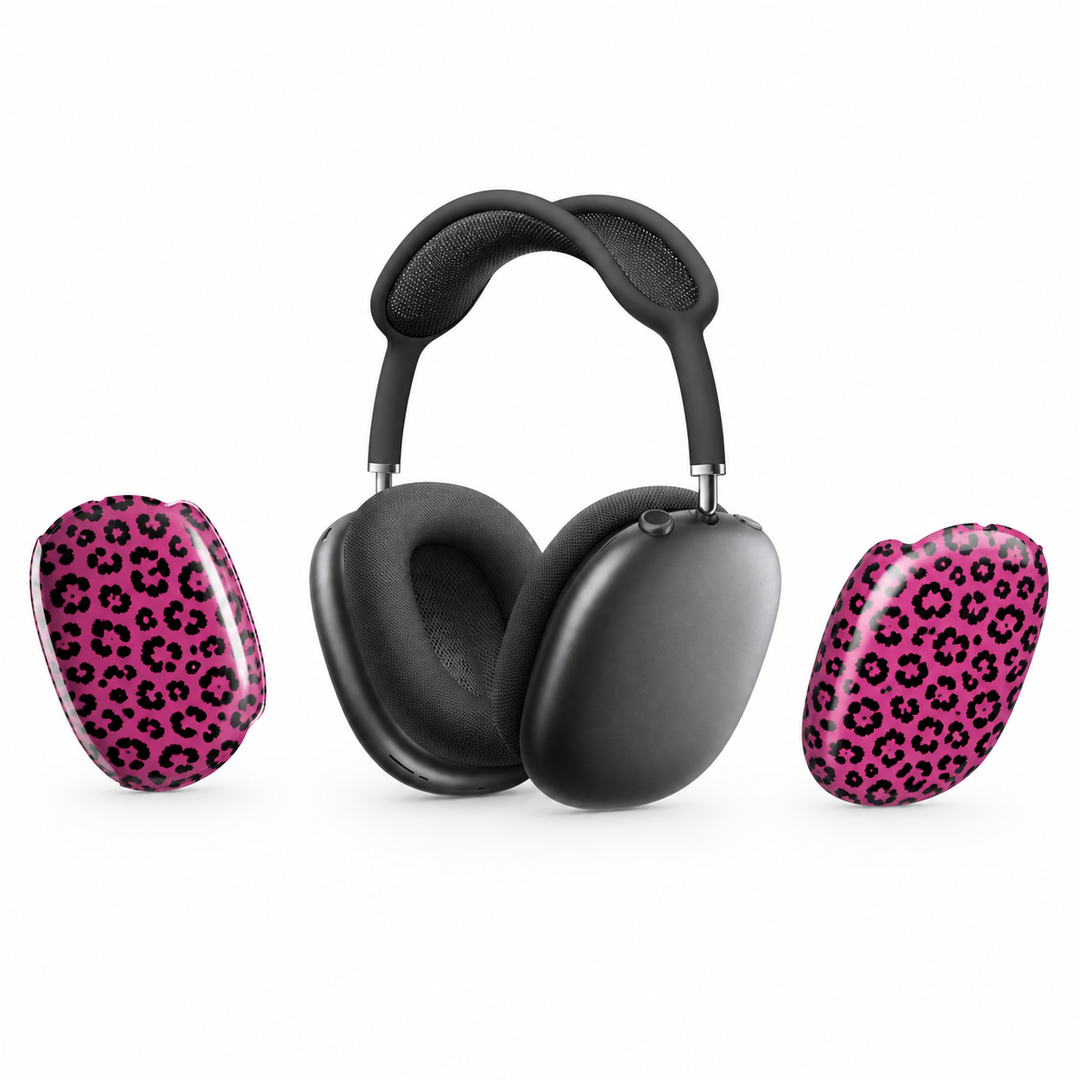 Pink Leopard Print AirPod Max Ear Pad Covers — Stylish Protective Replacement Covers