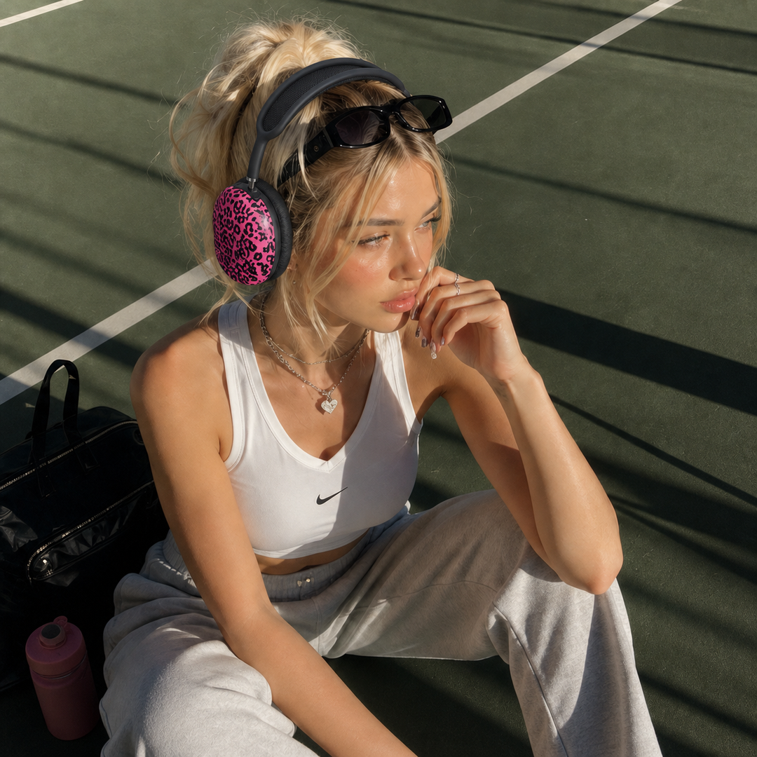 Pink Leopard Print AirPod Max Ear Pad Covers — Stylish Protective Replacement Covers