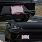 Pink Leopard Print Metal License Plate Frame
