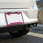 Pink Leopard Print Metal License Plate Frame