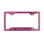 Pink Leopard Print Metal License Plate Frame