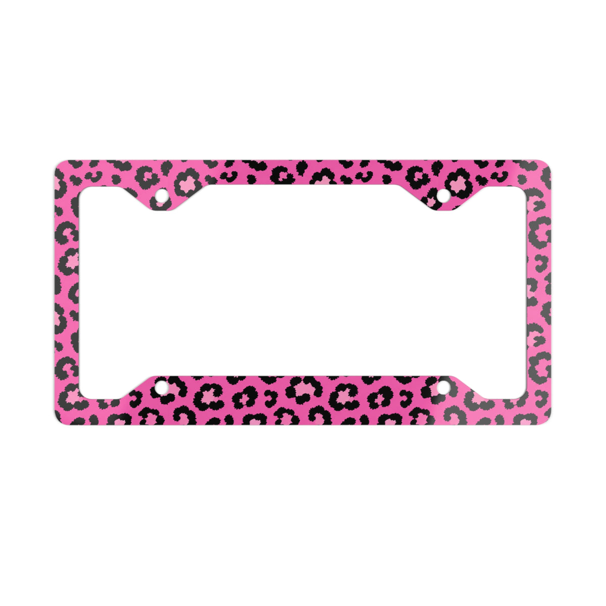 Pink Leopard Print Metal License Plate Frame