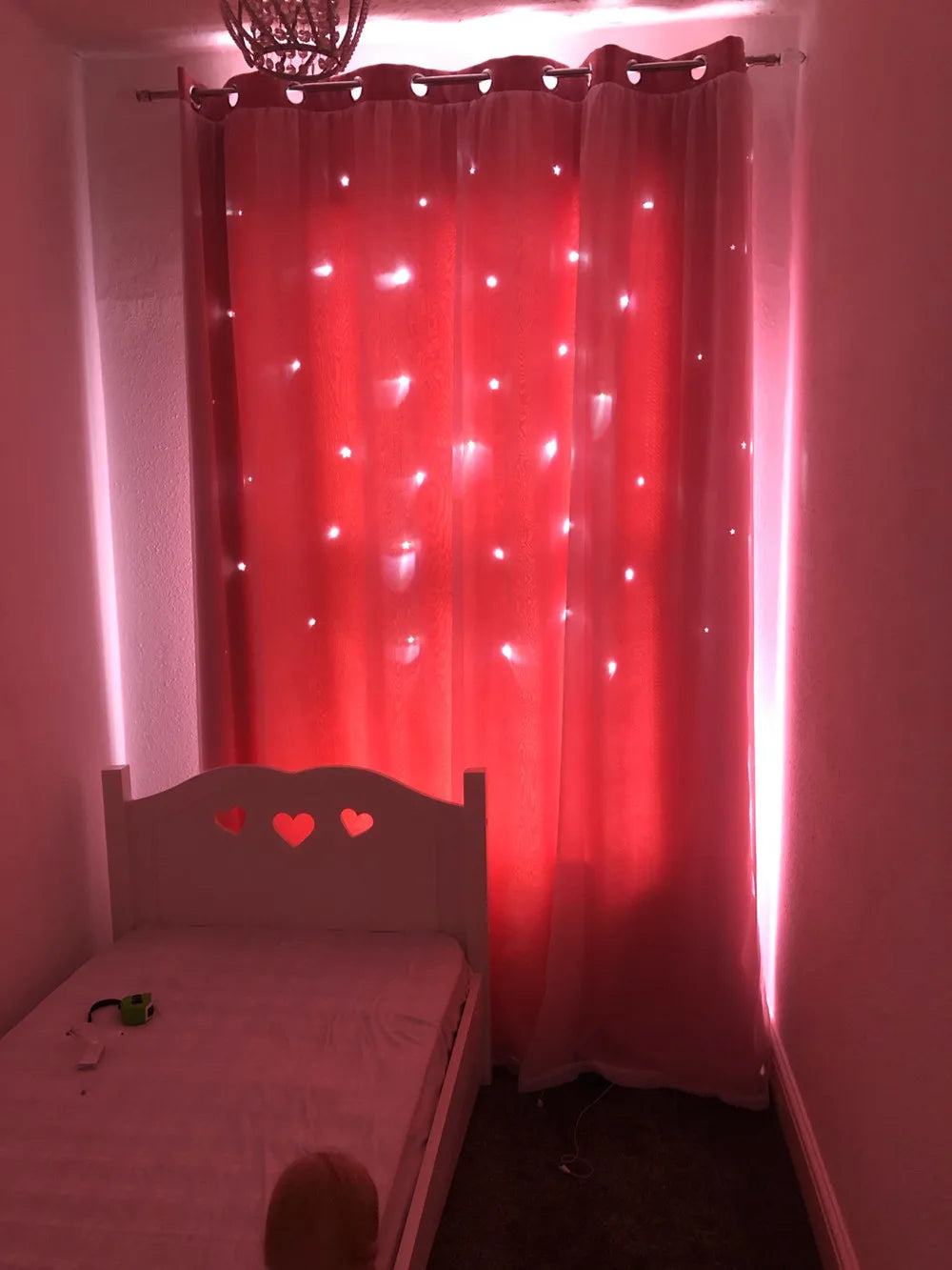 Pink Double-Layer Star Tulle Curtain for Kids’ Bedroom & Nursery