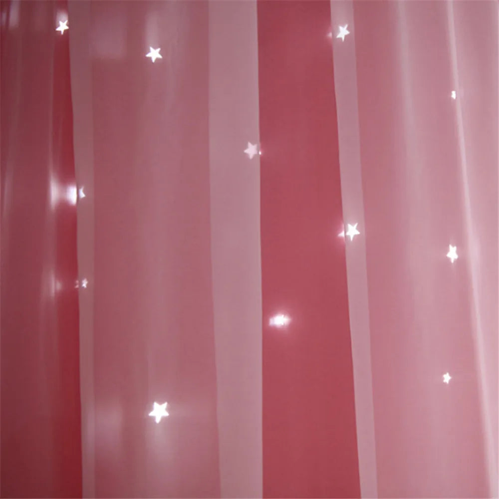 Pink Double-Layer Star Tulle Curtain for Kids’ Bedroom & Nursery