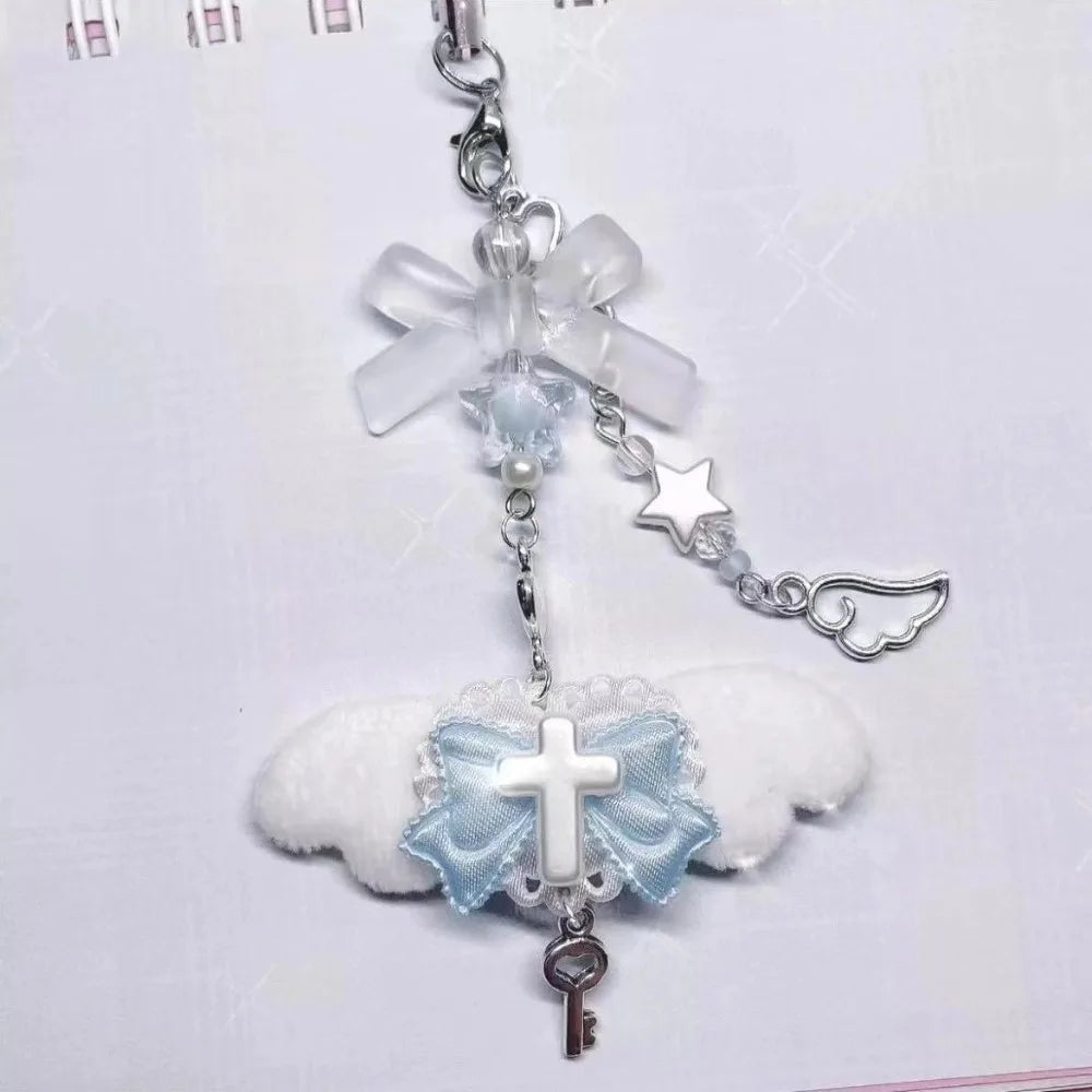 🎀 Bow & Wings Pendant Phone Chain – Coquette Charm