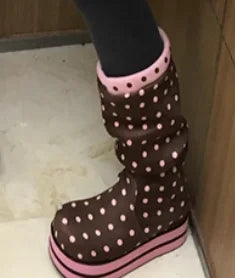 🍒 Punchy Polka Dot Chunky Long Boots