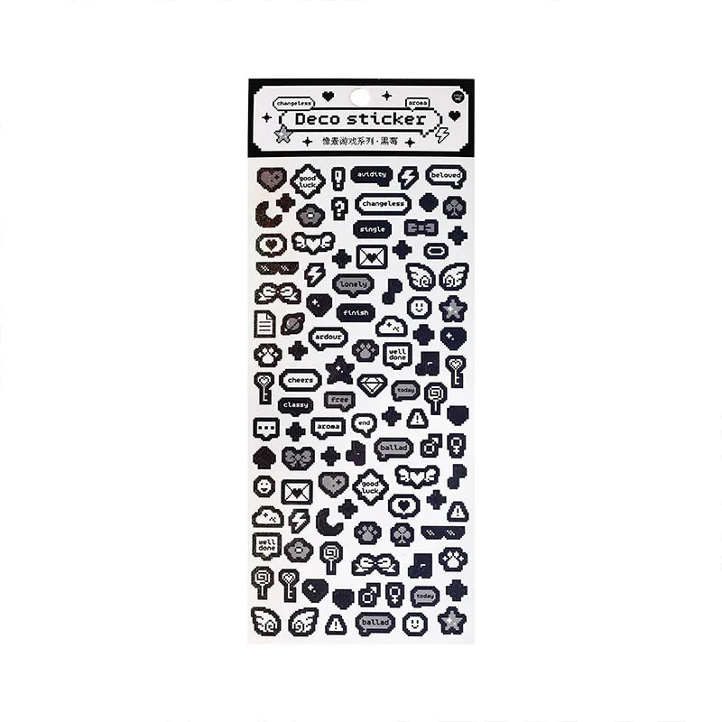 ✨ Pixel Cartoon Deco Sticker Sheet 10pcs – Kawaii
