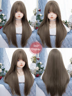 🍯 Dreamy Honey Ash Brown 28" Bang Wig