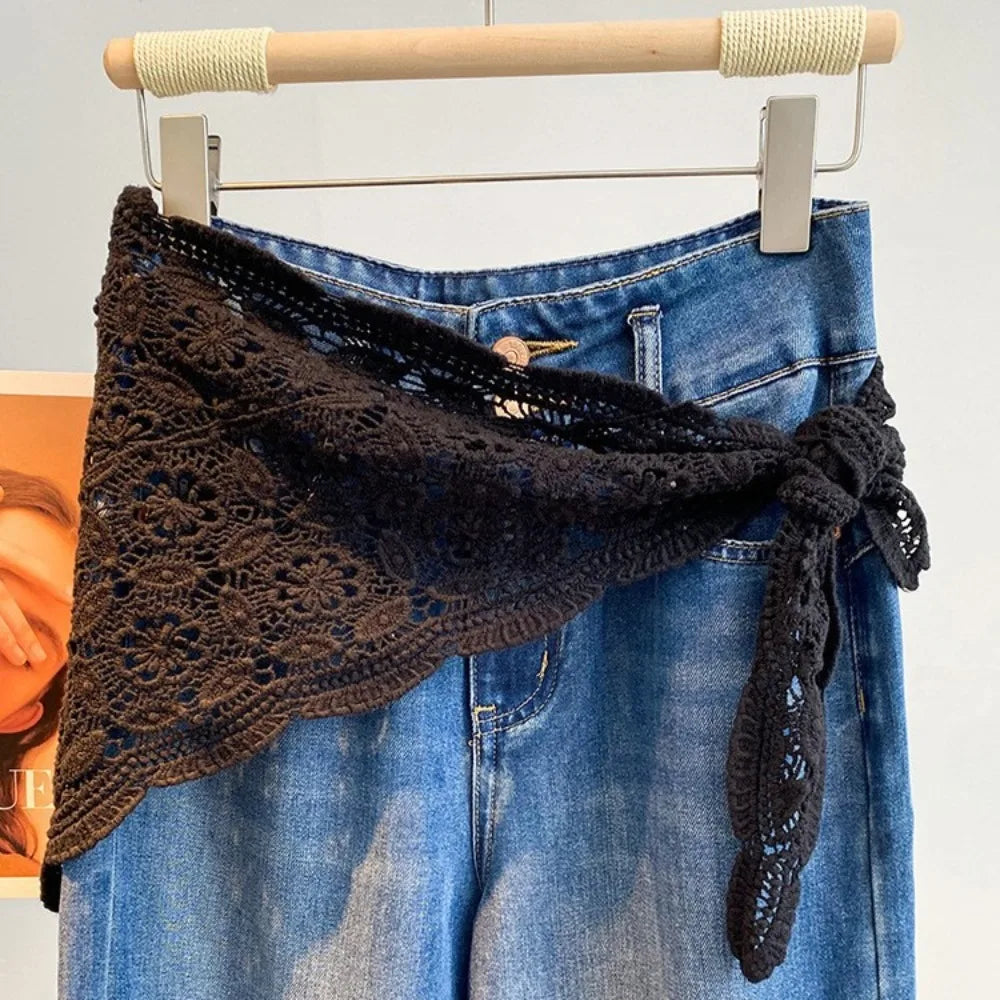 🎀 Flirty Crochet Lace Wrap Mini Skirt