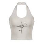 🖤 Bold Y2K Devil Eyes Halter Crop Top