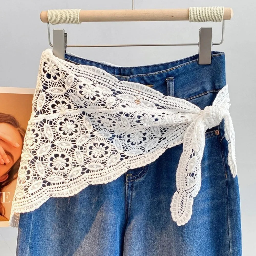 🎀 Flirty Crochet Lace Wrap Mini Skirt