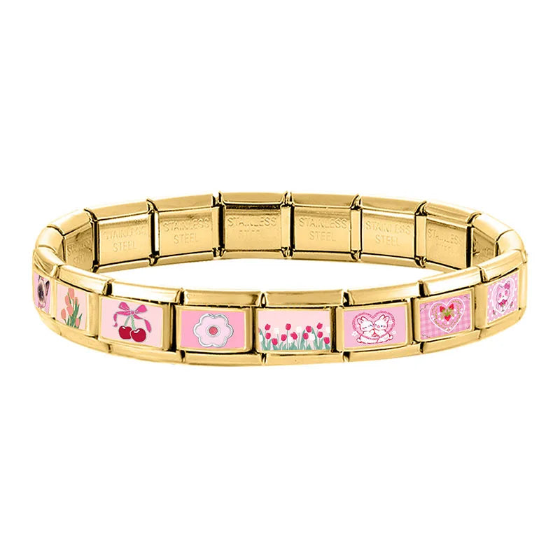 💗 Y2K Italian Charm Links 9mm – Cat, Bow & Cherry