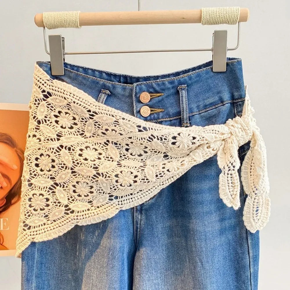 🎀 Flirty Crochet Lace Wrap Mini Skirt