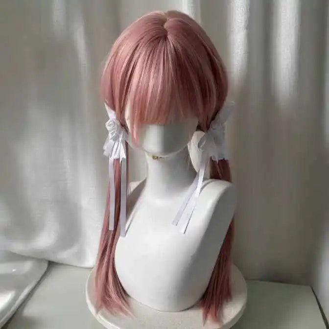 🌸 Grapefruit Pink Long Straight Wig – Gyaru Style