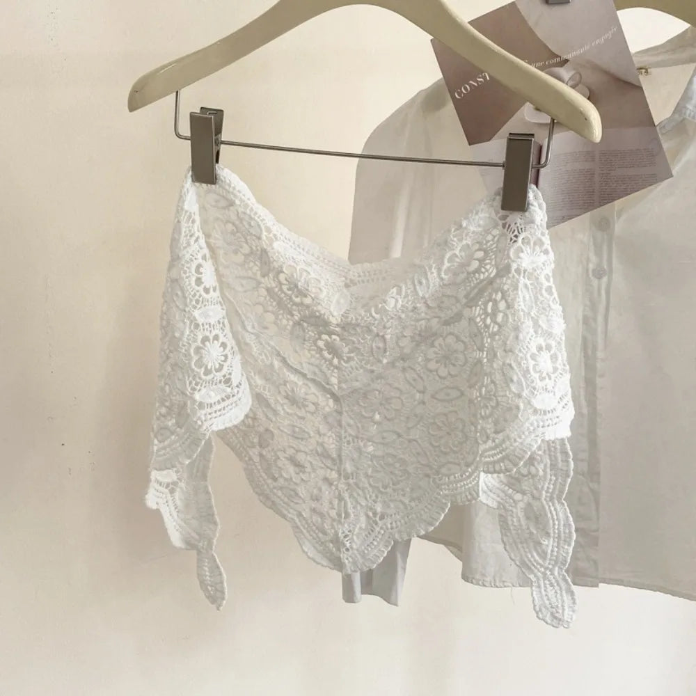 🎀 Flirty Crochet Lace Wrap Mini Skirt