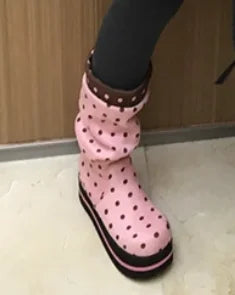 🍒 Punchy Polka Dot Chunky Long Boots