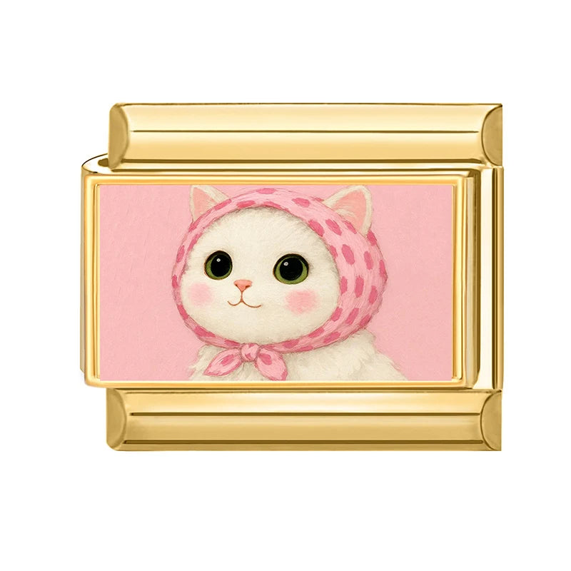 💗 Y2K Italian Charm Links 9mm – Cat, Bow & Cherry