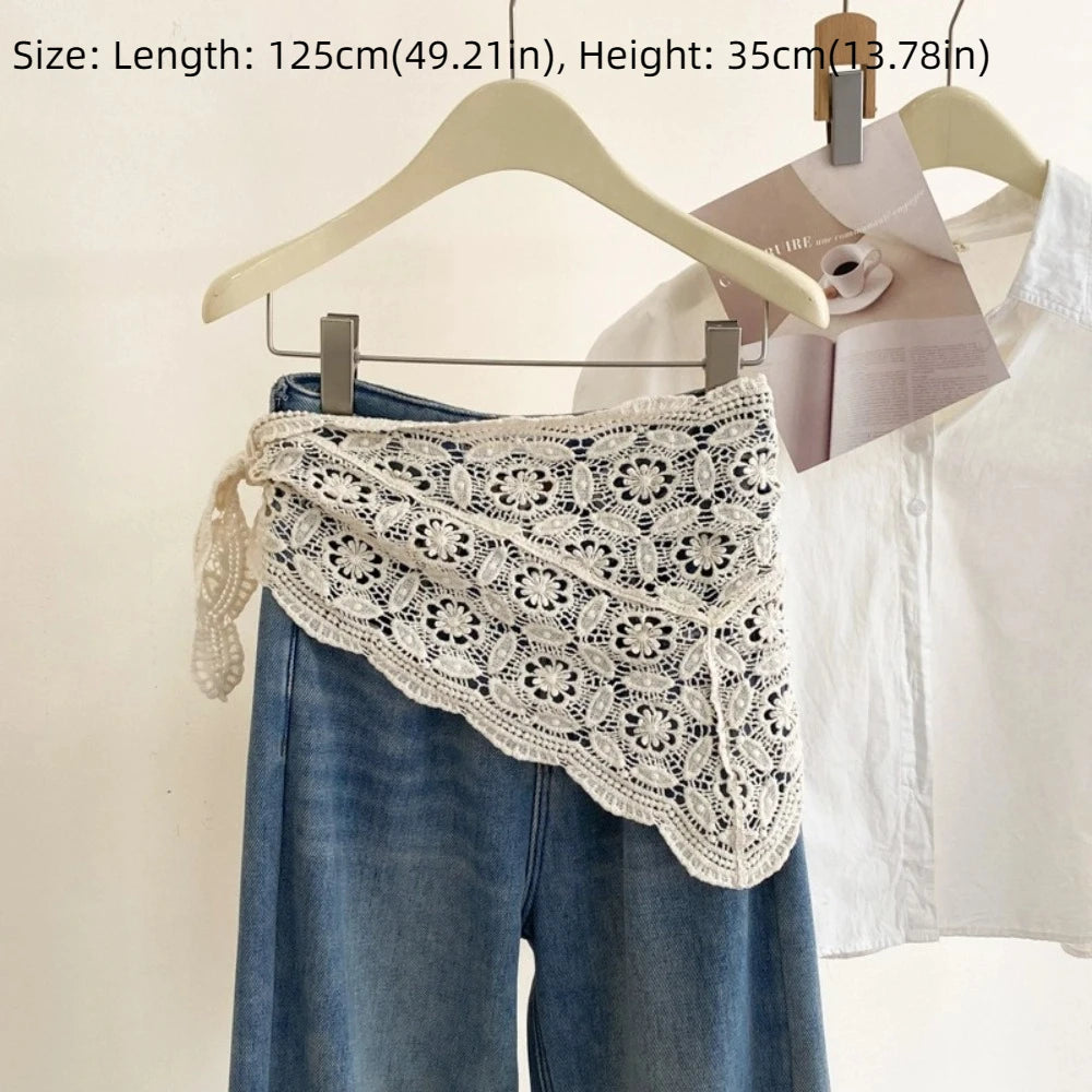 🎀 Flirty Crochet Lace Wrap Mini Skirt